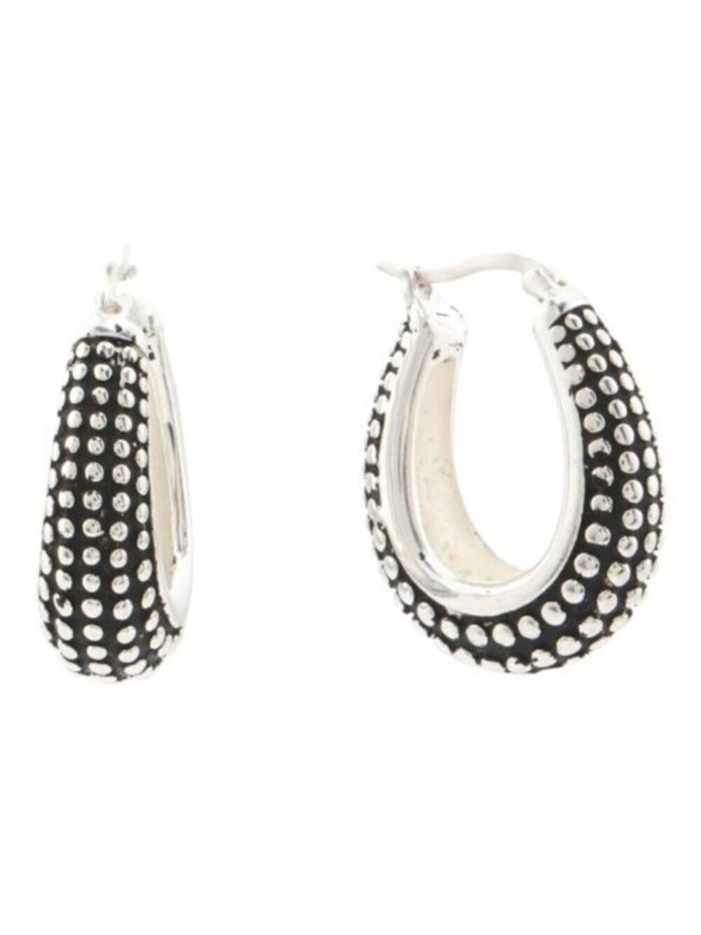 SEED & SAGE Made In Mexico Sterling Silver Plated Bead Hoop Earrings